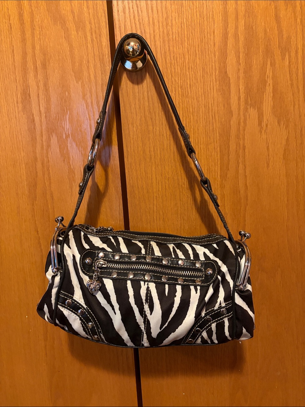 Kathy Van Zeeland Black and White Zebra shoulder bag